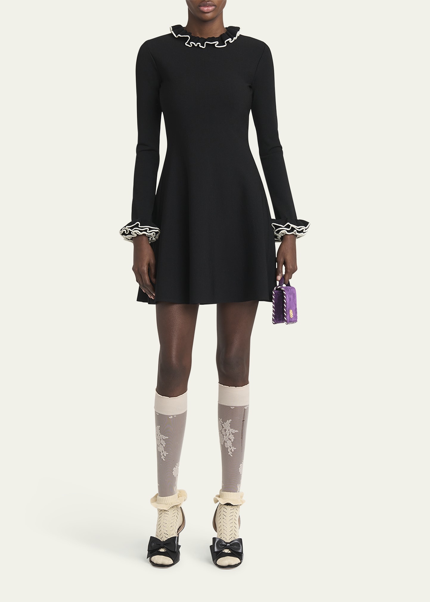 Ruffle-Trim Knit Mini Sweater Dress - 2