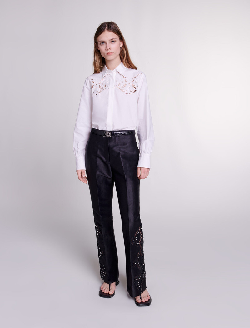 maje Openwork flared trousers outlook