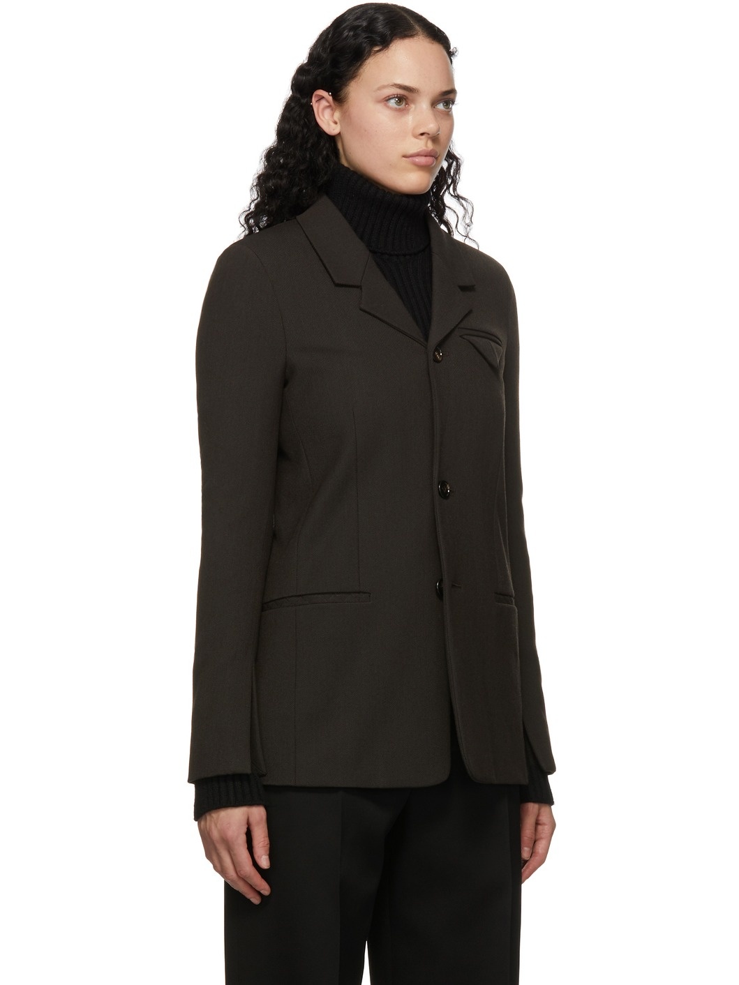 Brown Wool Twill Blazer - 2