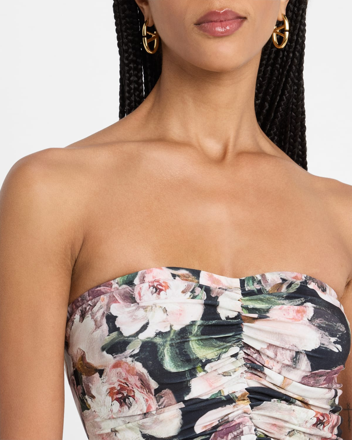 Peony Strapless Shirred Dress - 5