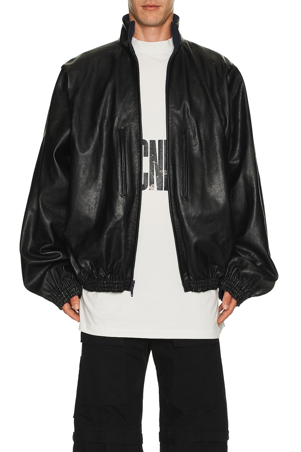 BALENCIAGA Logo-Embroidered Leather Track Jacket | REVERSIBLE