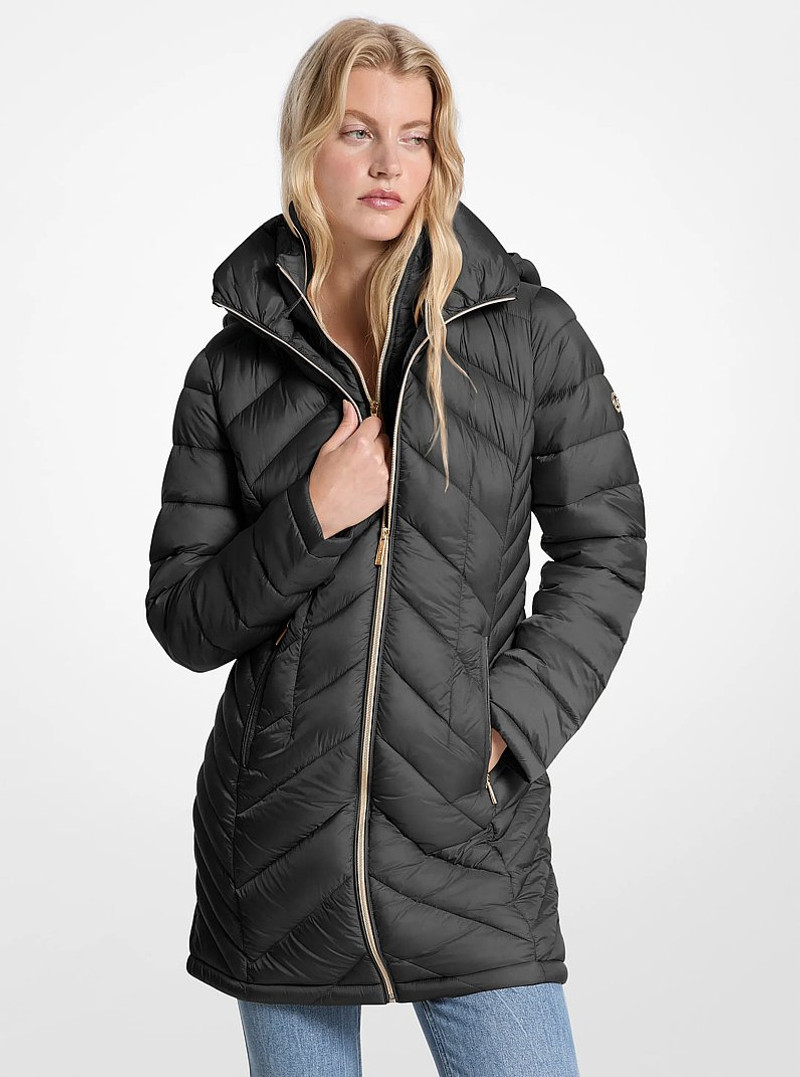 Packable Quilted Nylon Puffer Coat 1