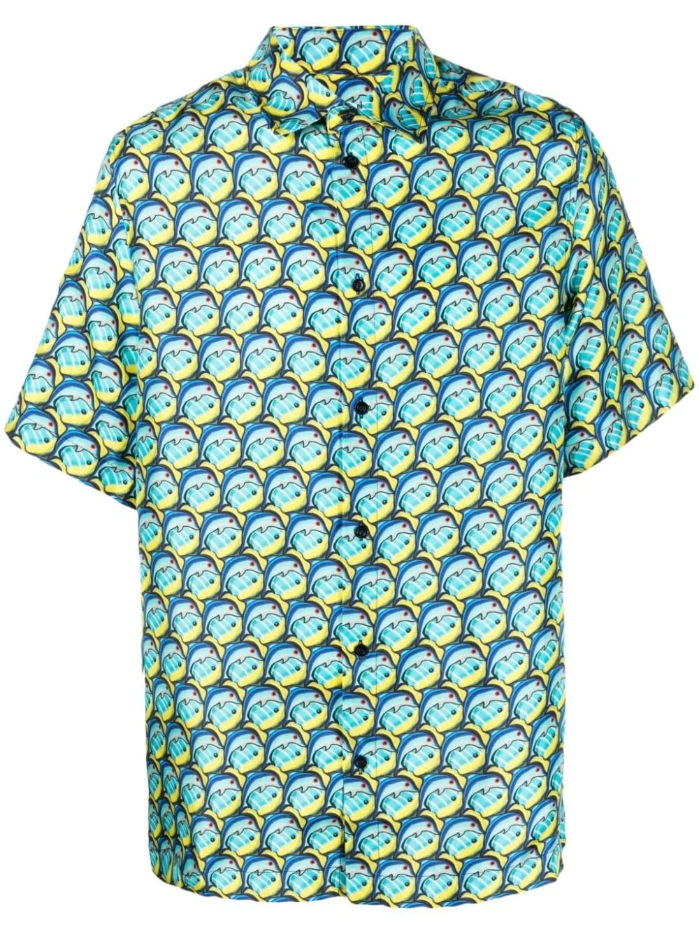 dolphin-print silk shirt - 1