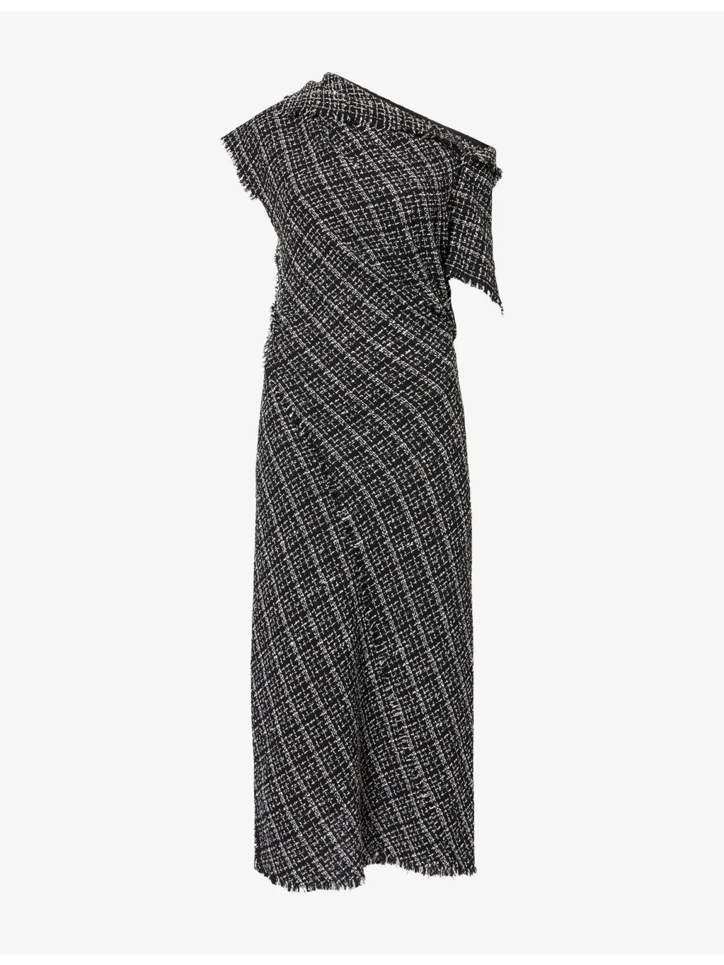 Asymmetric Checked Cotton-Blend Maxi Dress - 1