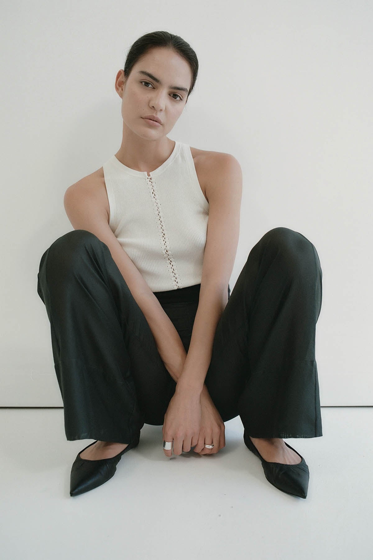 Sheer Silk Gauze Pants - Soot - 8