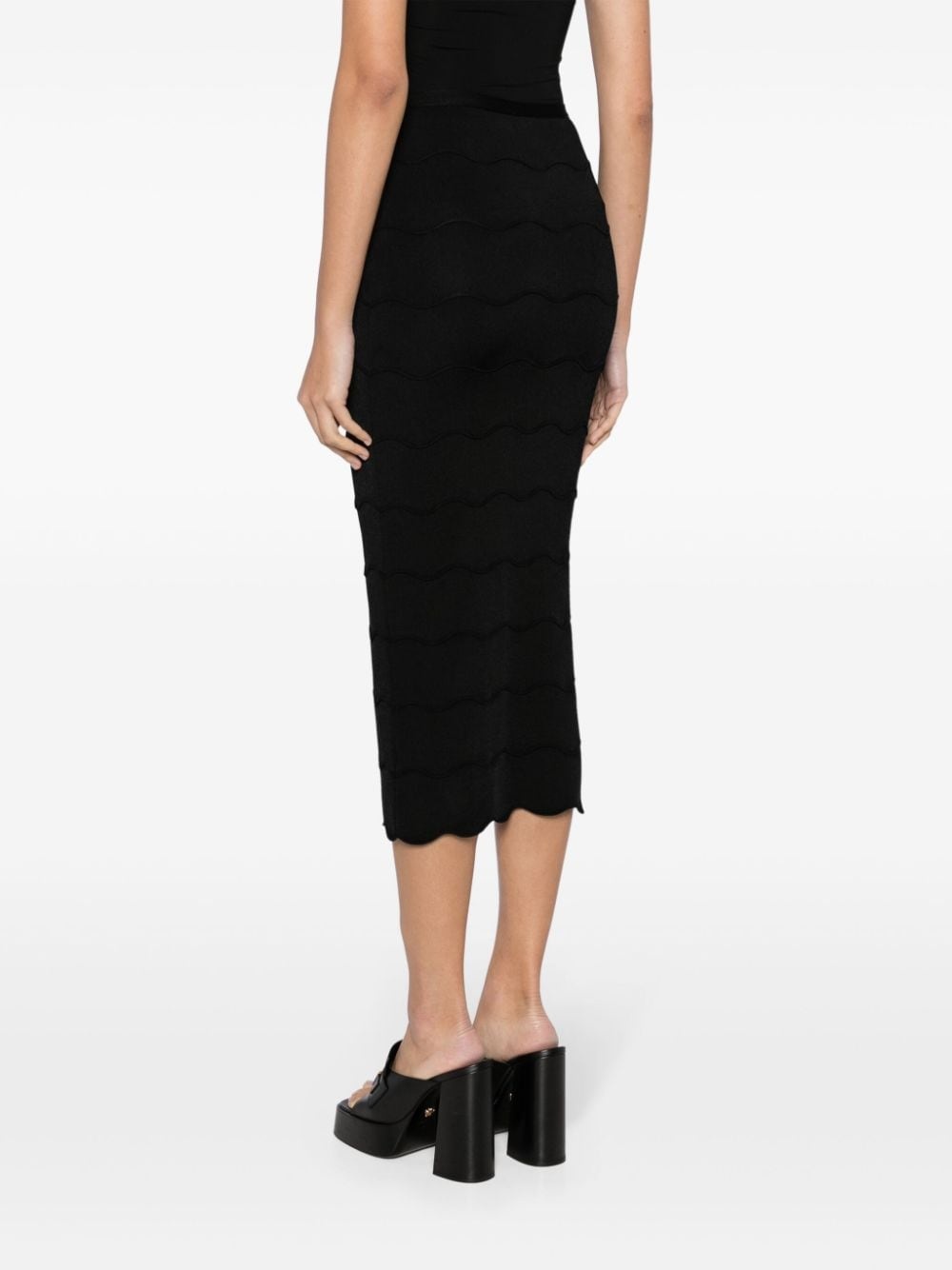 Wave Milano-knit pencil skirt - 4