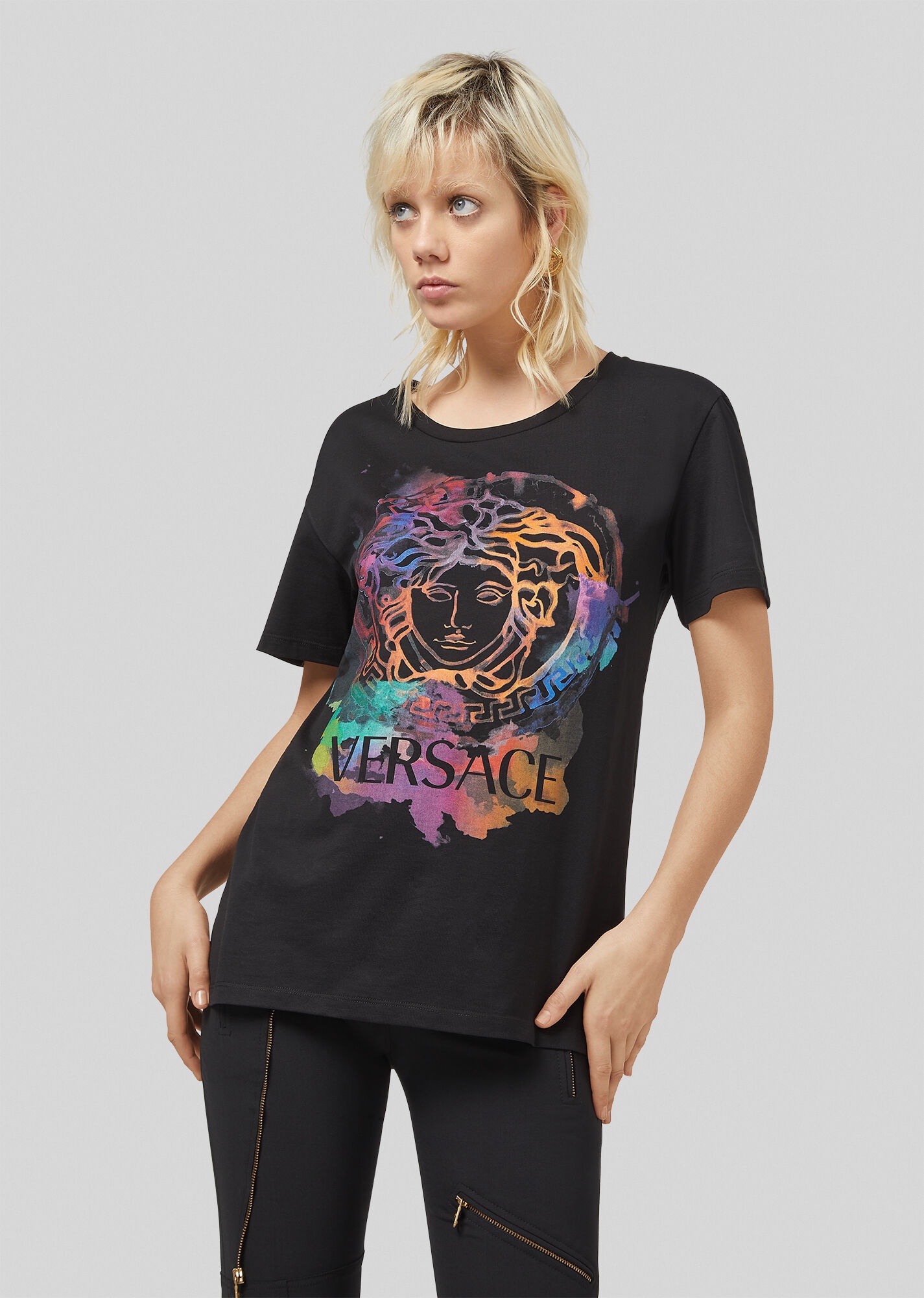 Watercolor Medusa Motif T-Shirt - 2