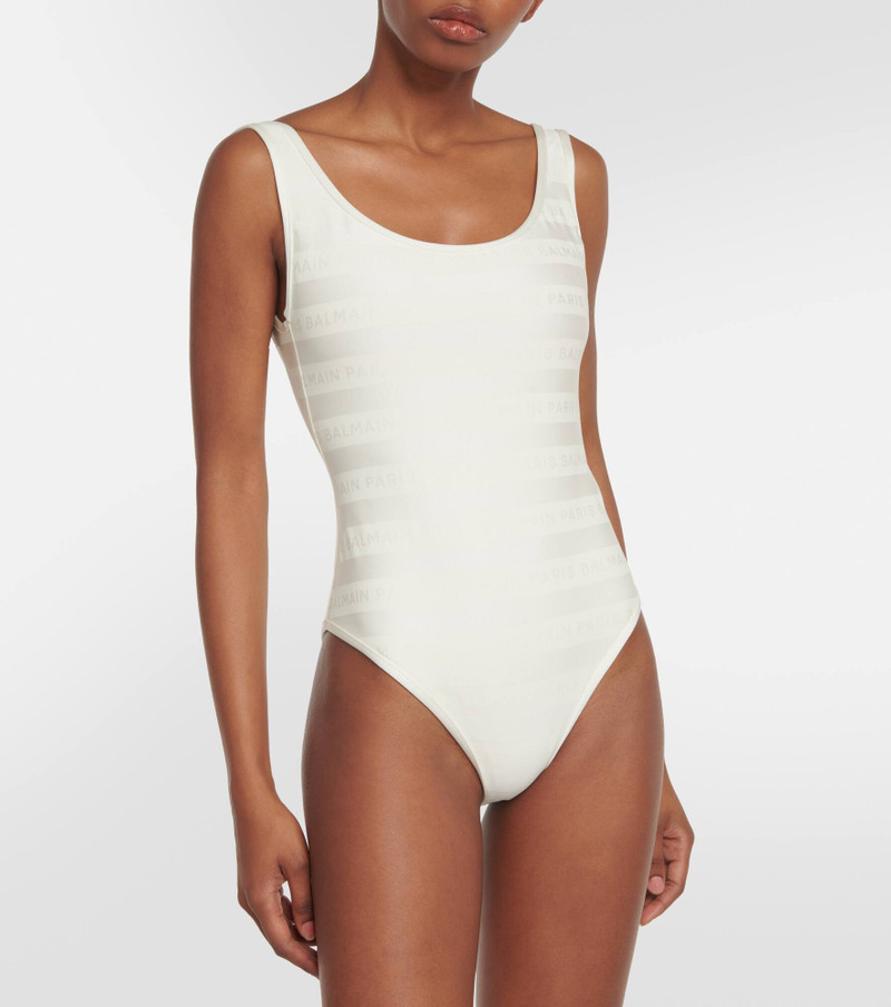 Balmain Logo striped swimsuit outlook