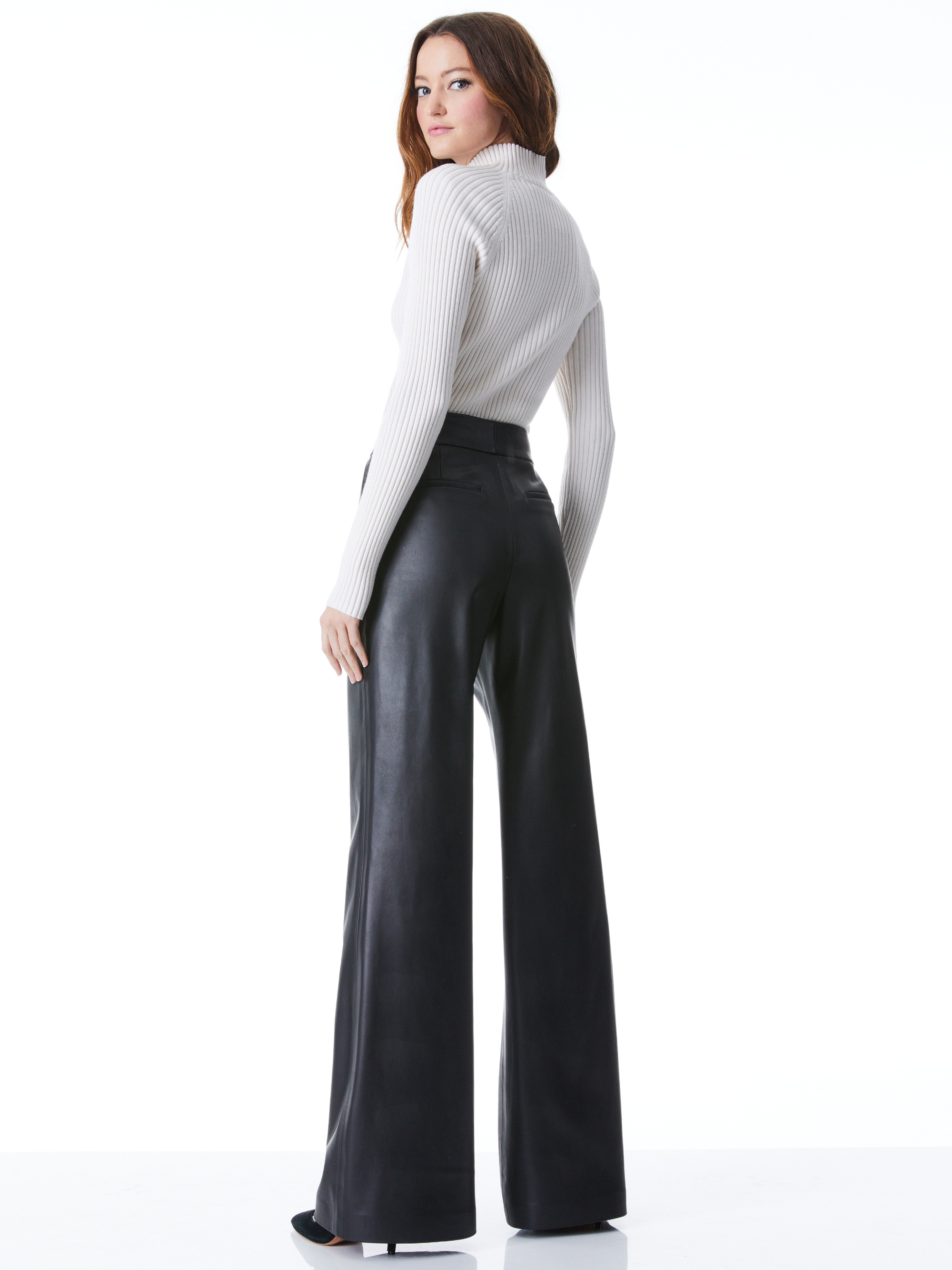 DYLAN VEGAN LEATHER WIDE LEG PANT - 4