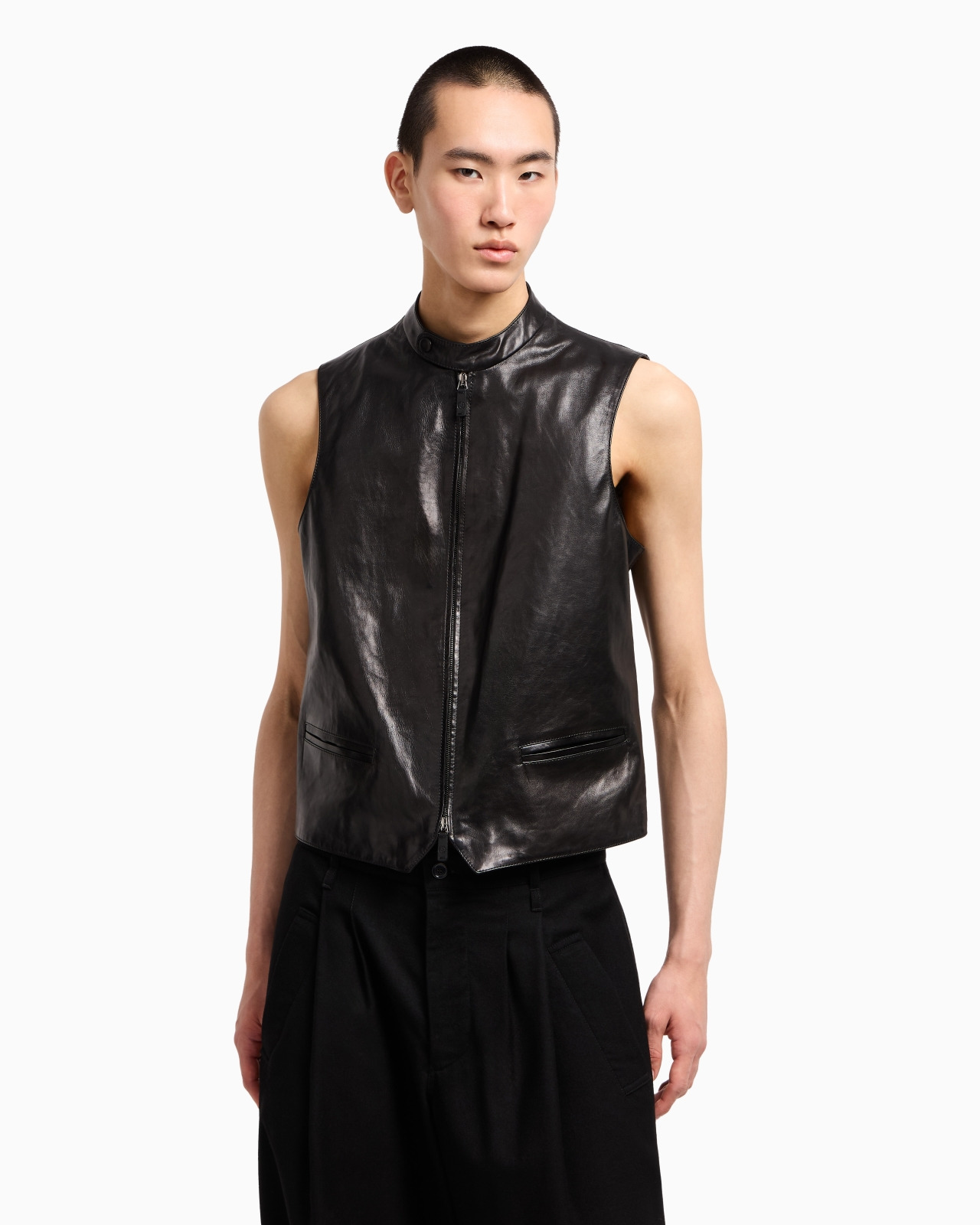 ZIP-UP GILET IN PLONGE NAPPA CALFSKIN - 4