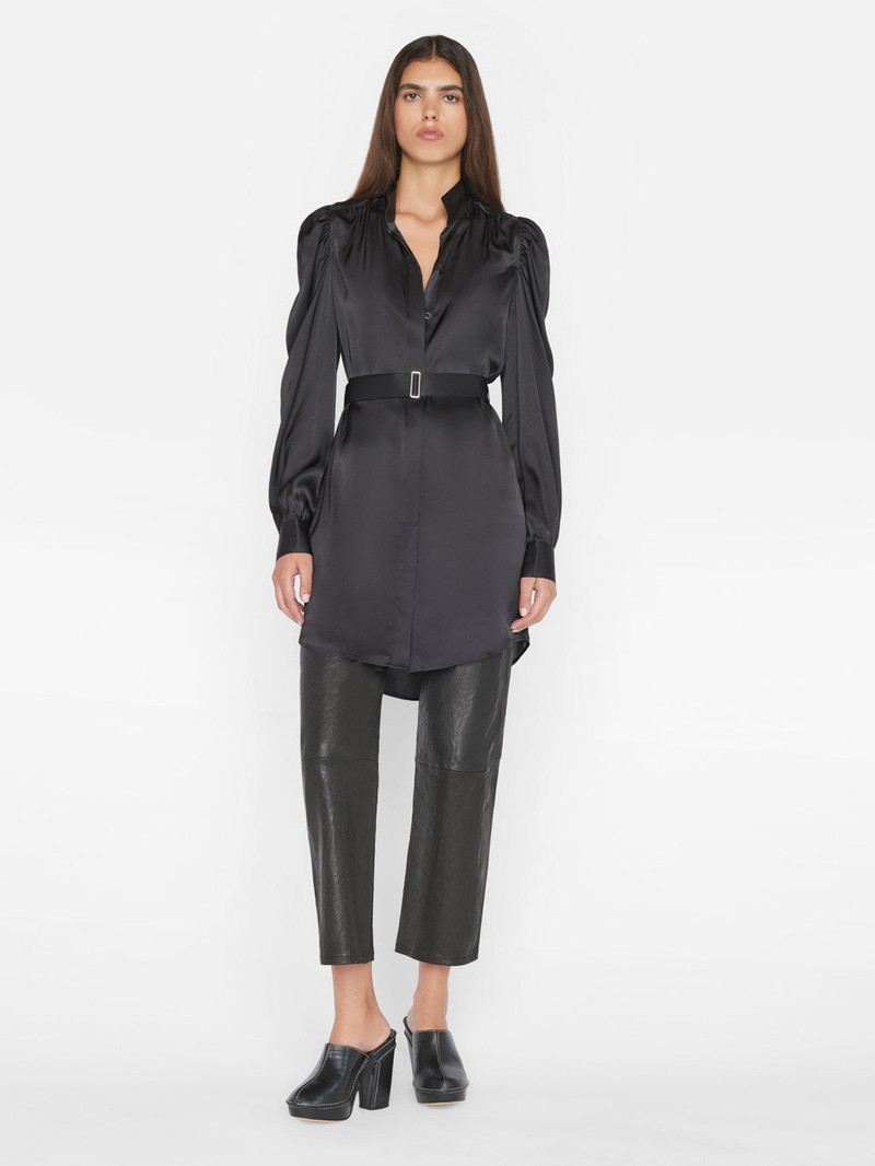 FRAME Gillian Long Sleeve Mini Dress in Noir outlook