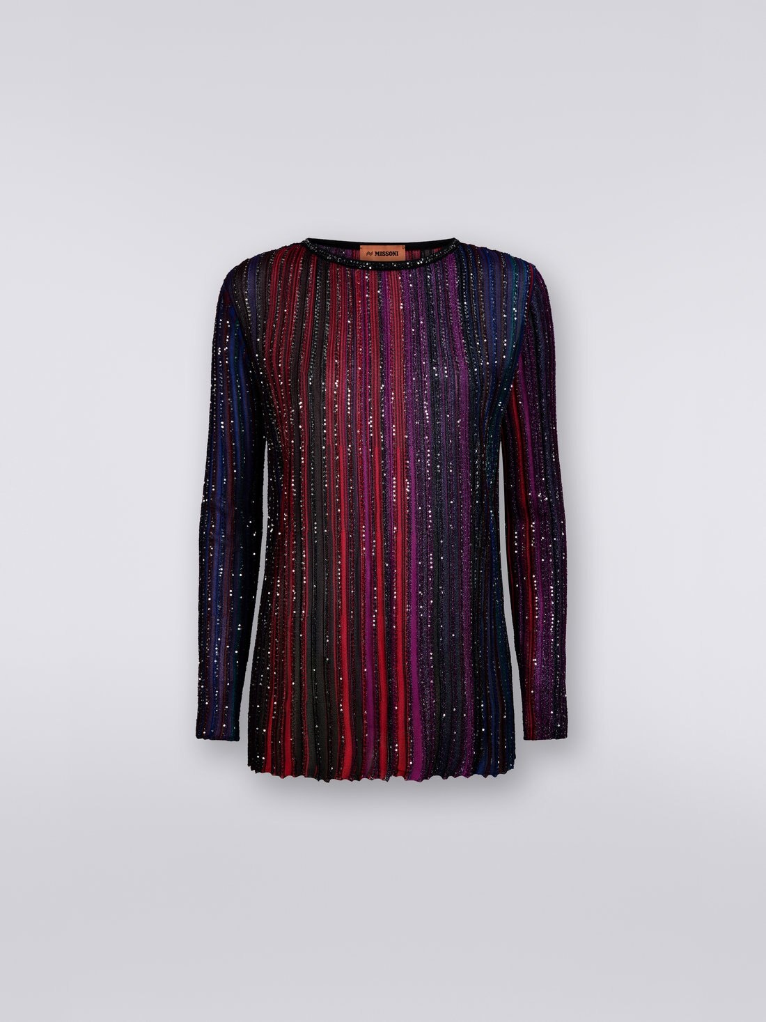 Viscose blend crew-neck pullover with sequins - 1