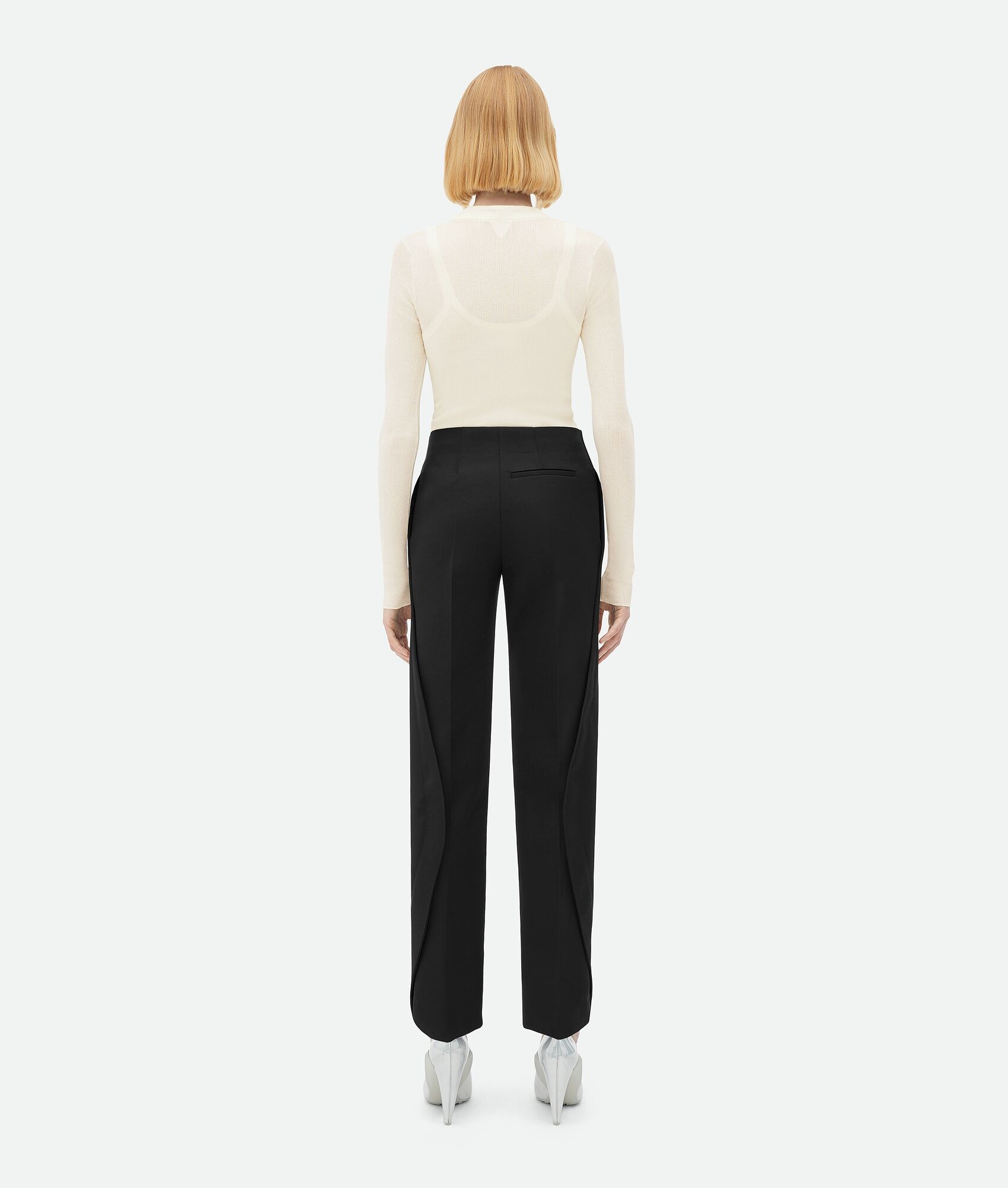 Curved Shape Wool Pants - 3