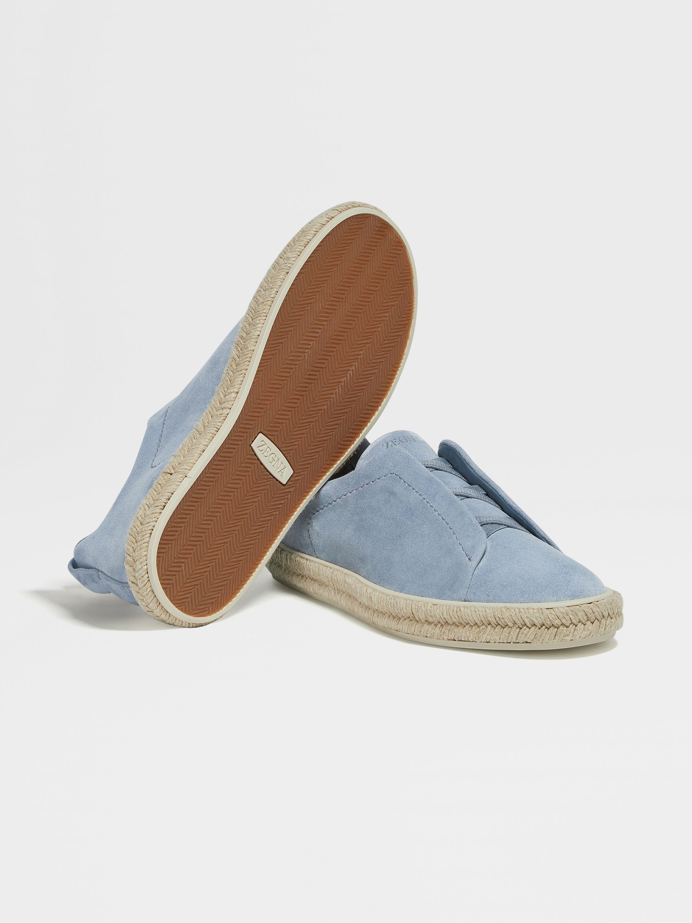 ZEGNA UTILITY BLUE DEERSKIN TRIPLE STITCH™ ESPADRILLES | REVERSIBLE