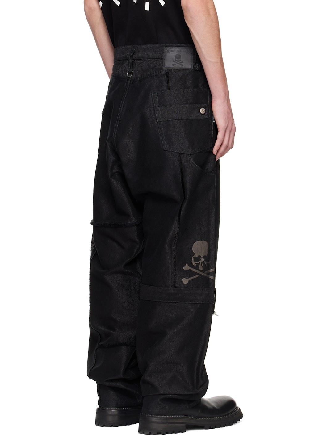 Black Puzzle Wide Straight Fit Jeans - 3