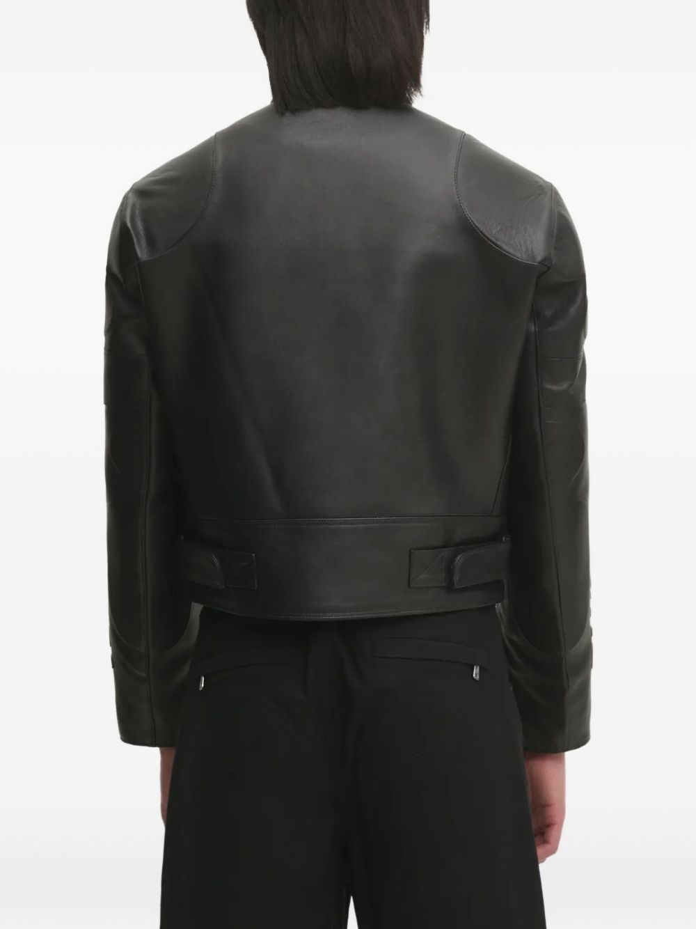 logo-embossed leather jacket - 3