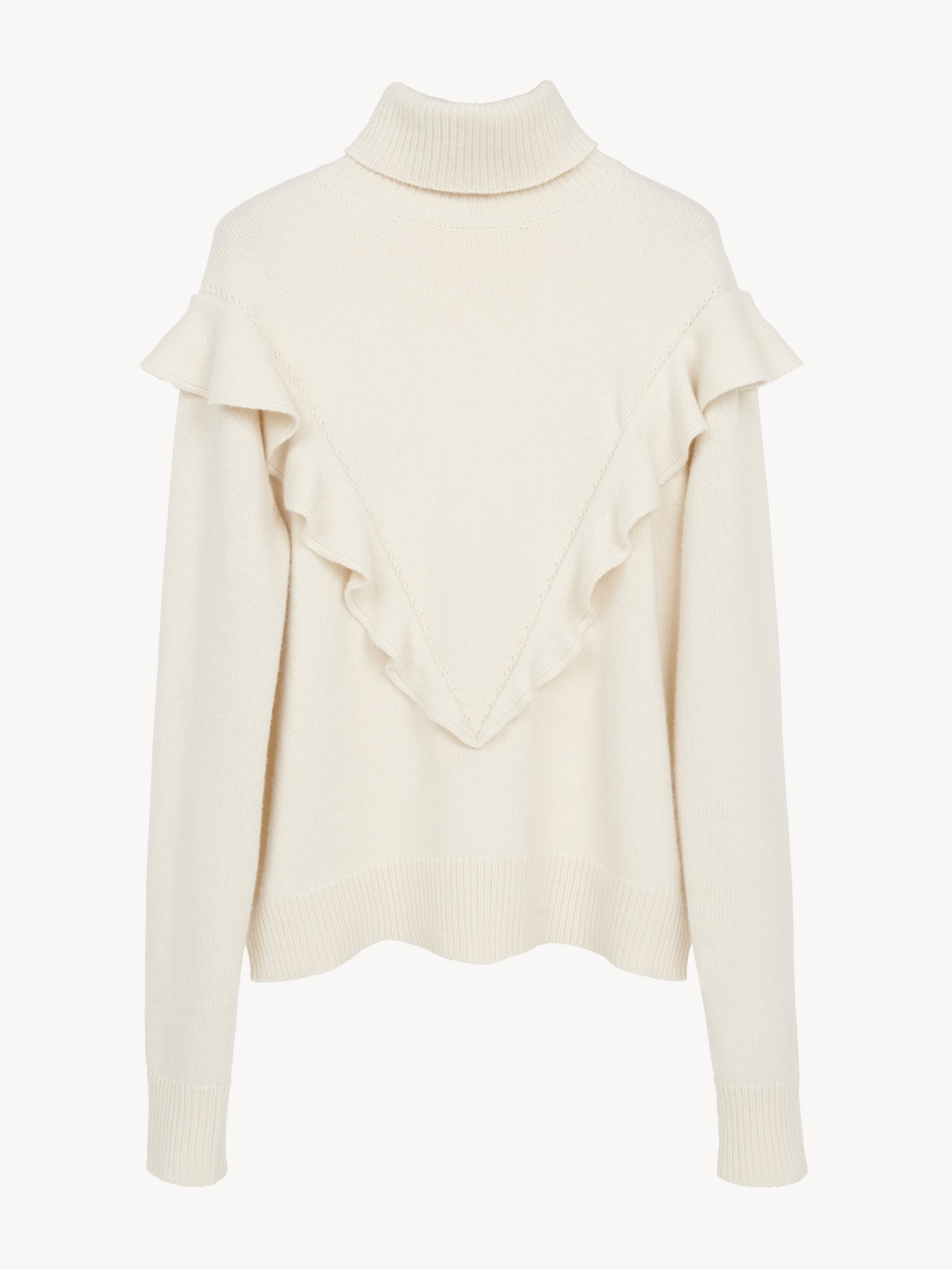 RUFFLED HIGH-NECK SWEATER - 4