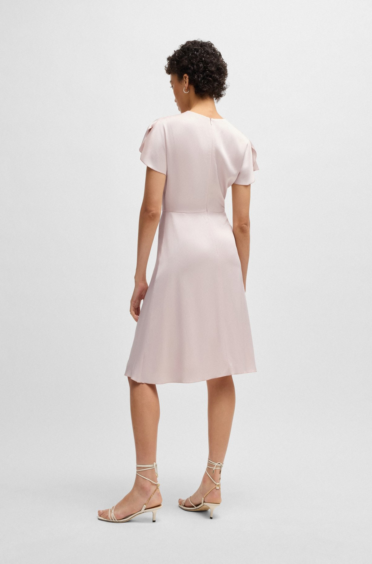 V-NECK DRESS WITH GATHERED WAISTBAND - 4