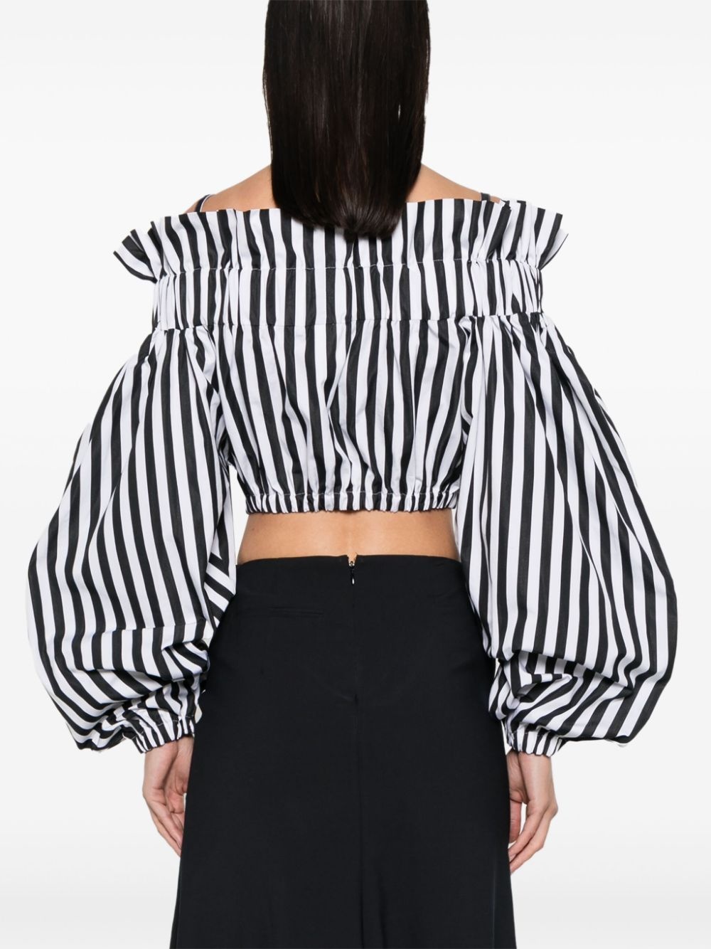 striped cropped blouse - 4