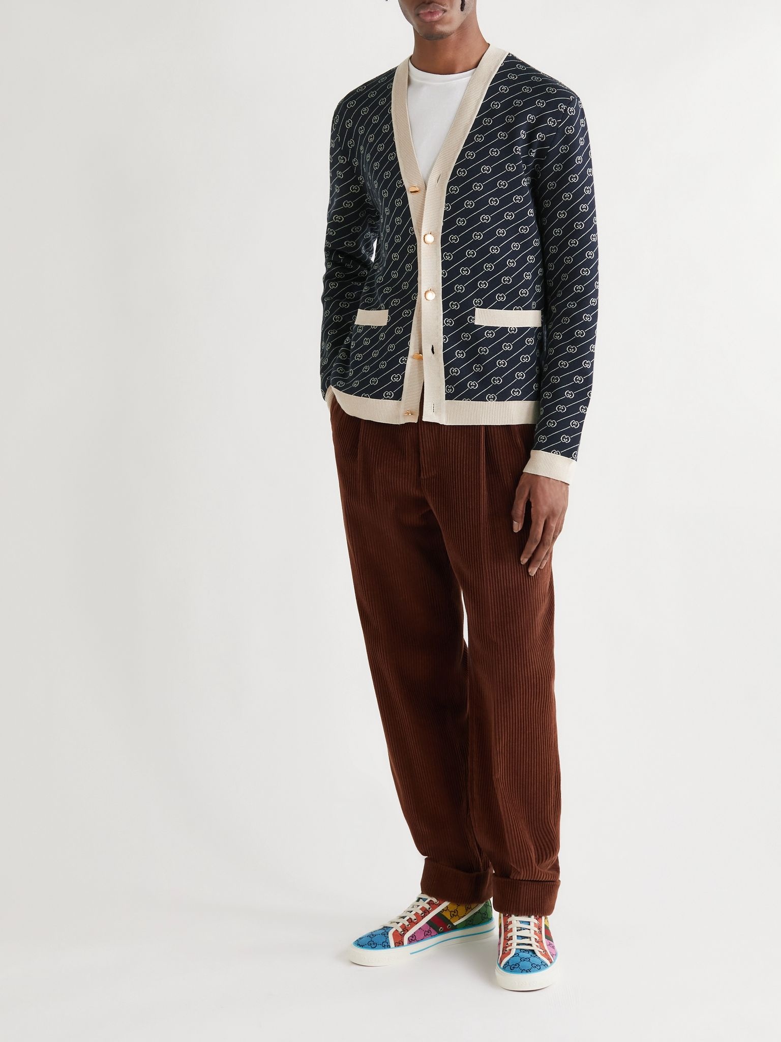 Slim-Fit Logo-Jacquard Cotton and Silk-Blend Cardigan - 2