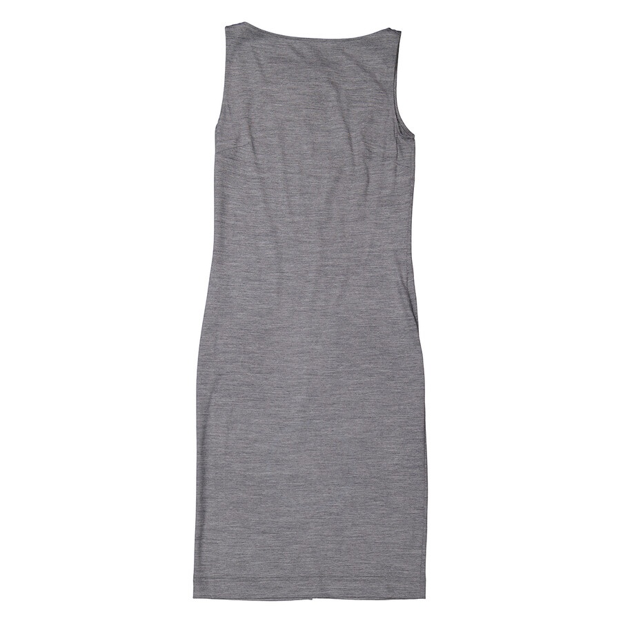 Burberry Cloud Grey Merino Wool Sleeveless Dress With Fringed Capelet - 7