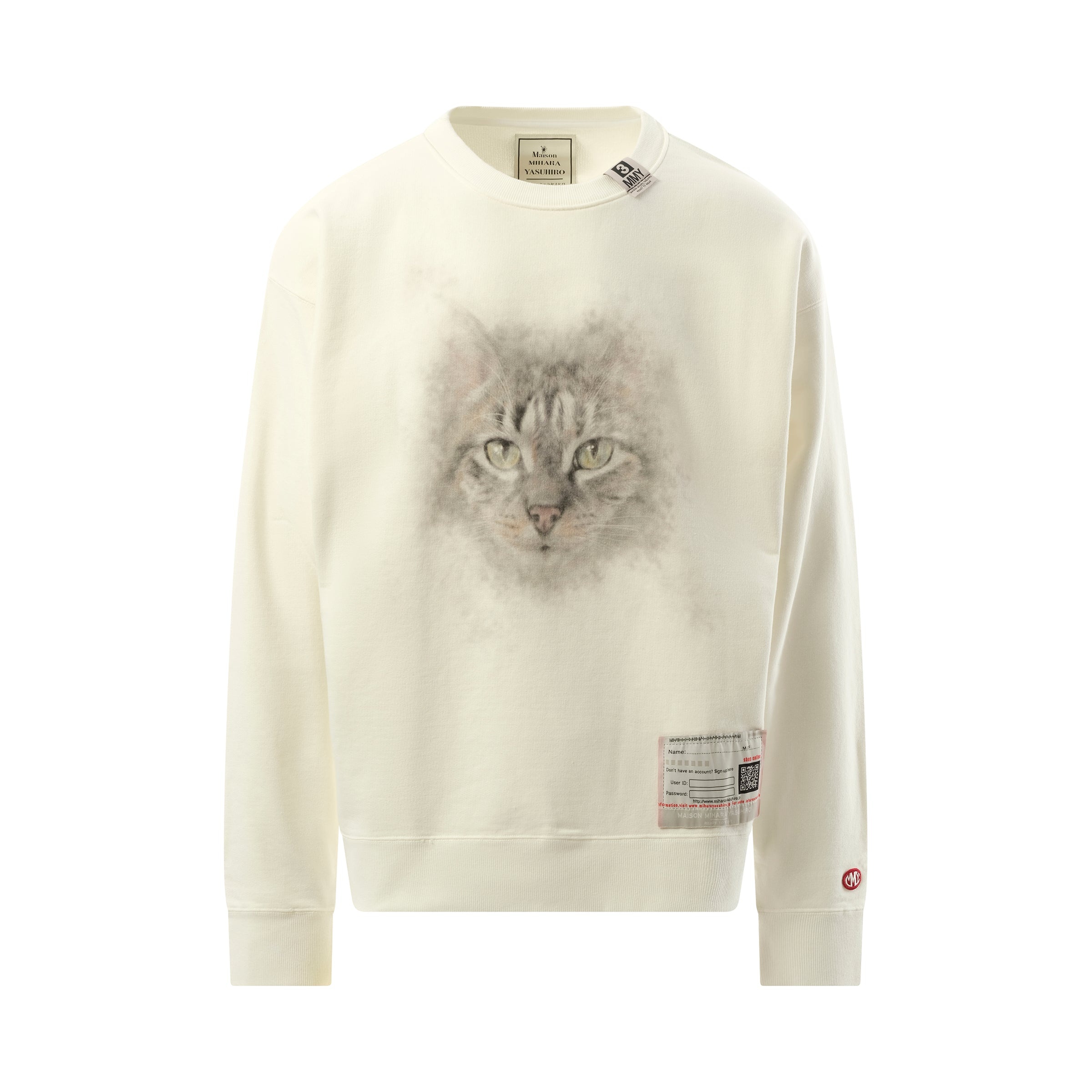 Cat Printed Pullover in White - 2