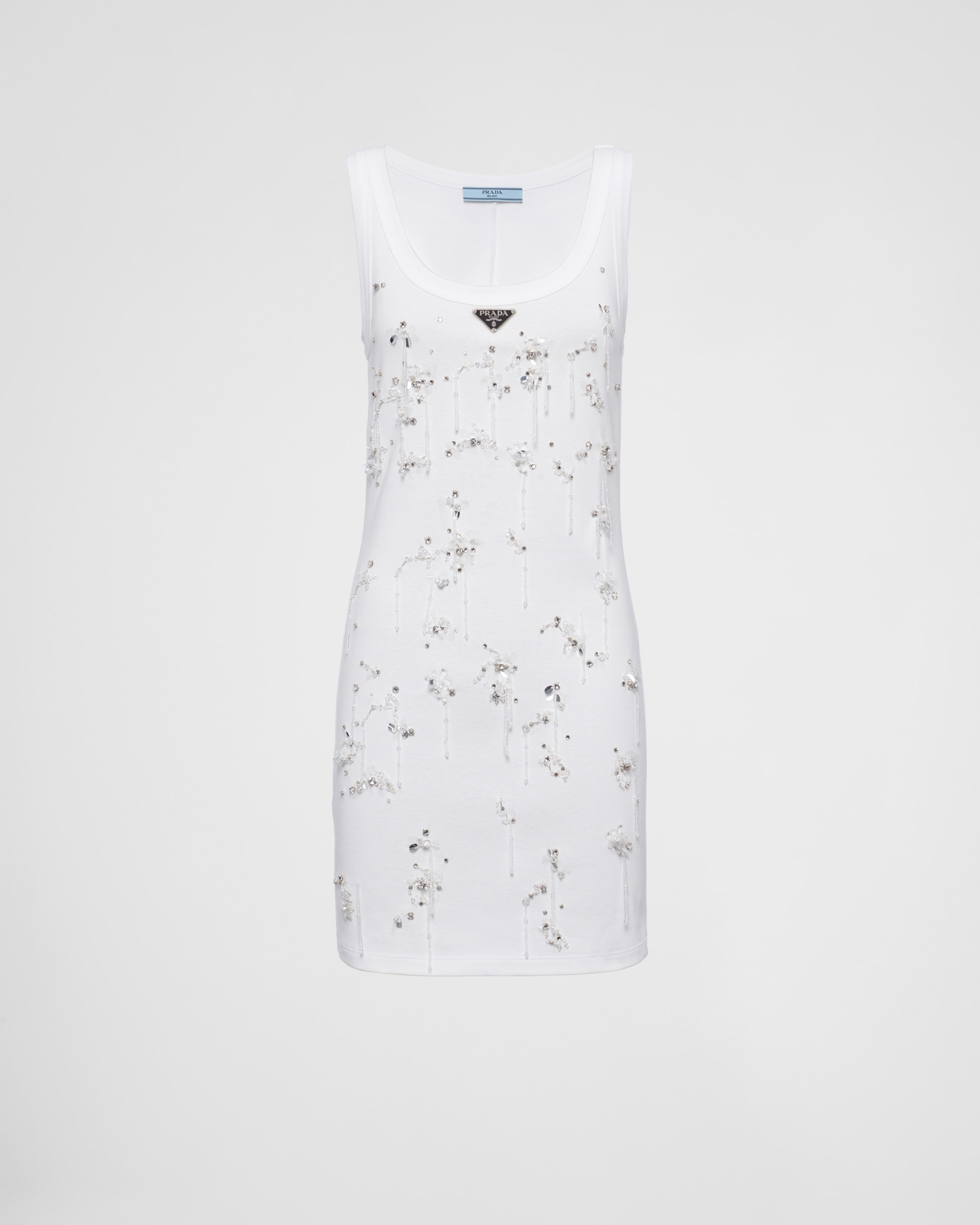embellished glitter mini dress Marbella Sequin Embellished Scoop Neck Mini Dress White