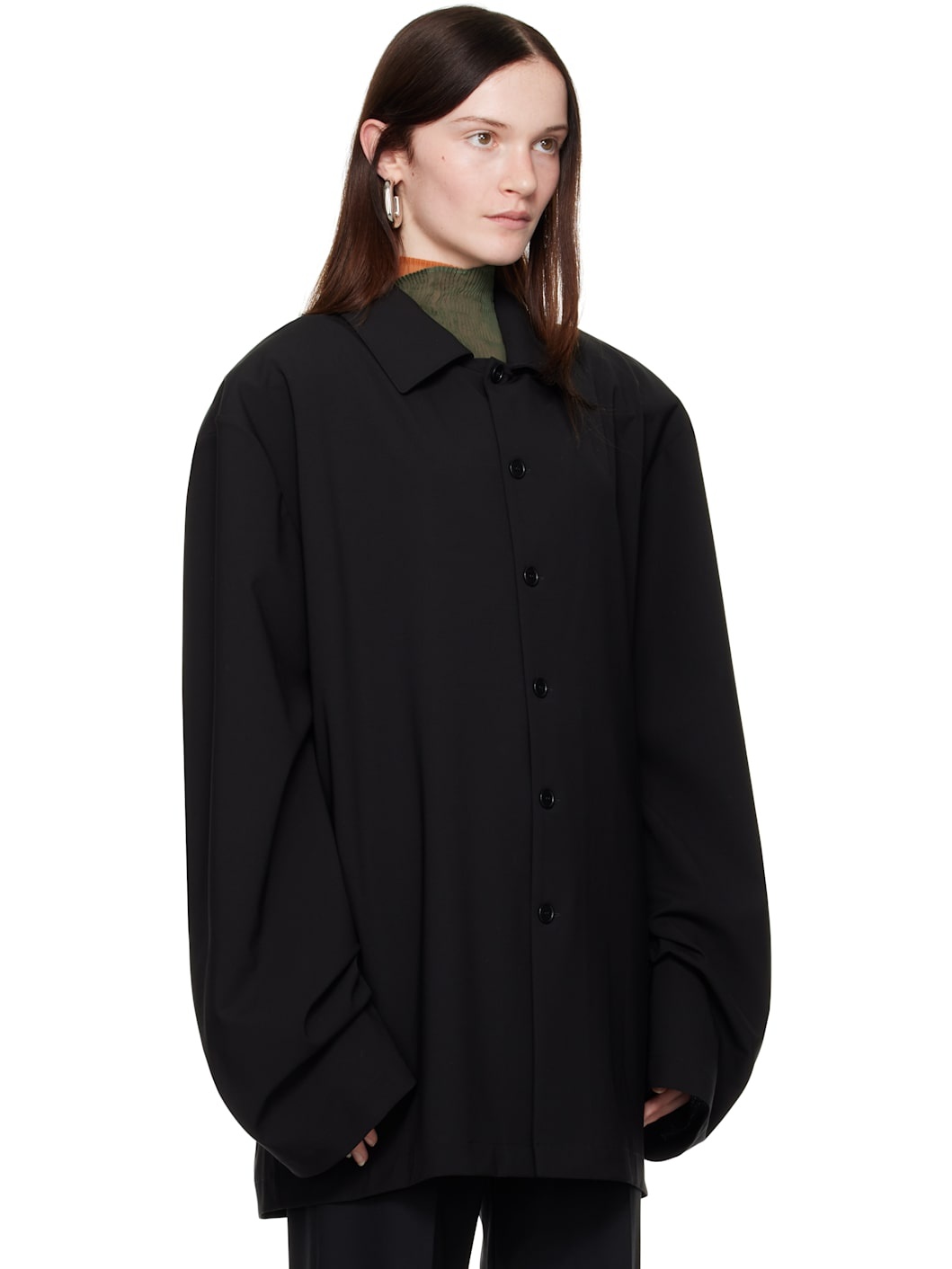 Black Padded Shoulder Jacket - 2