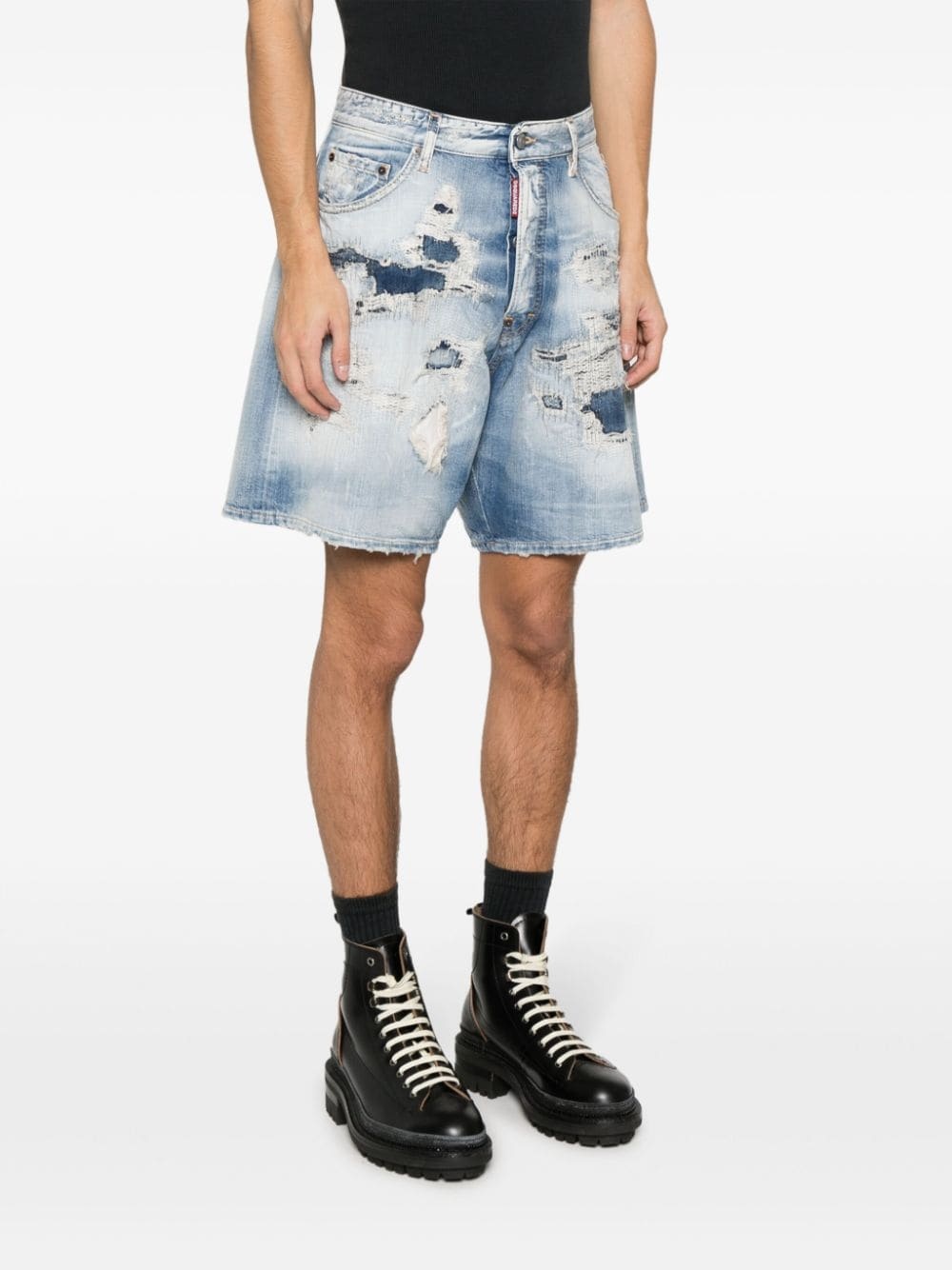 Shark Bite washed denim shorts - 3