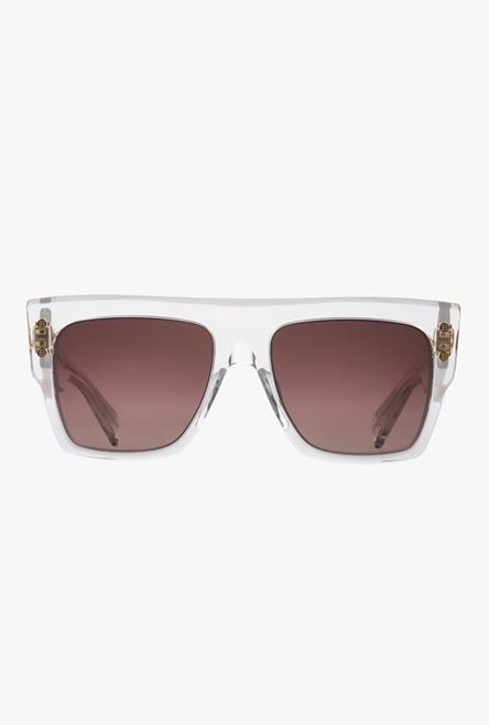White crystal and gold-tone acetate B-I sunglasses - 1