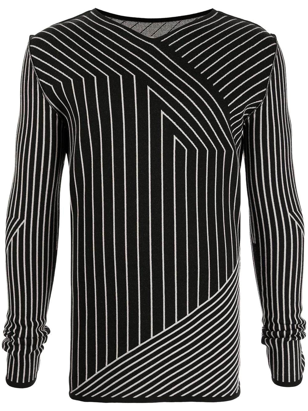 stripe-pattern V-neck sweater - 1