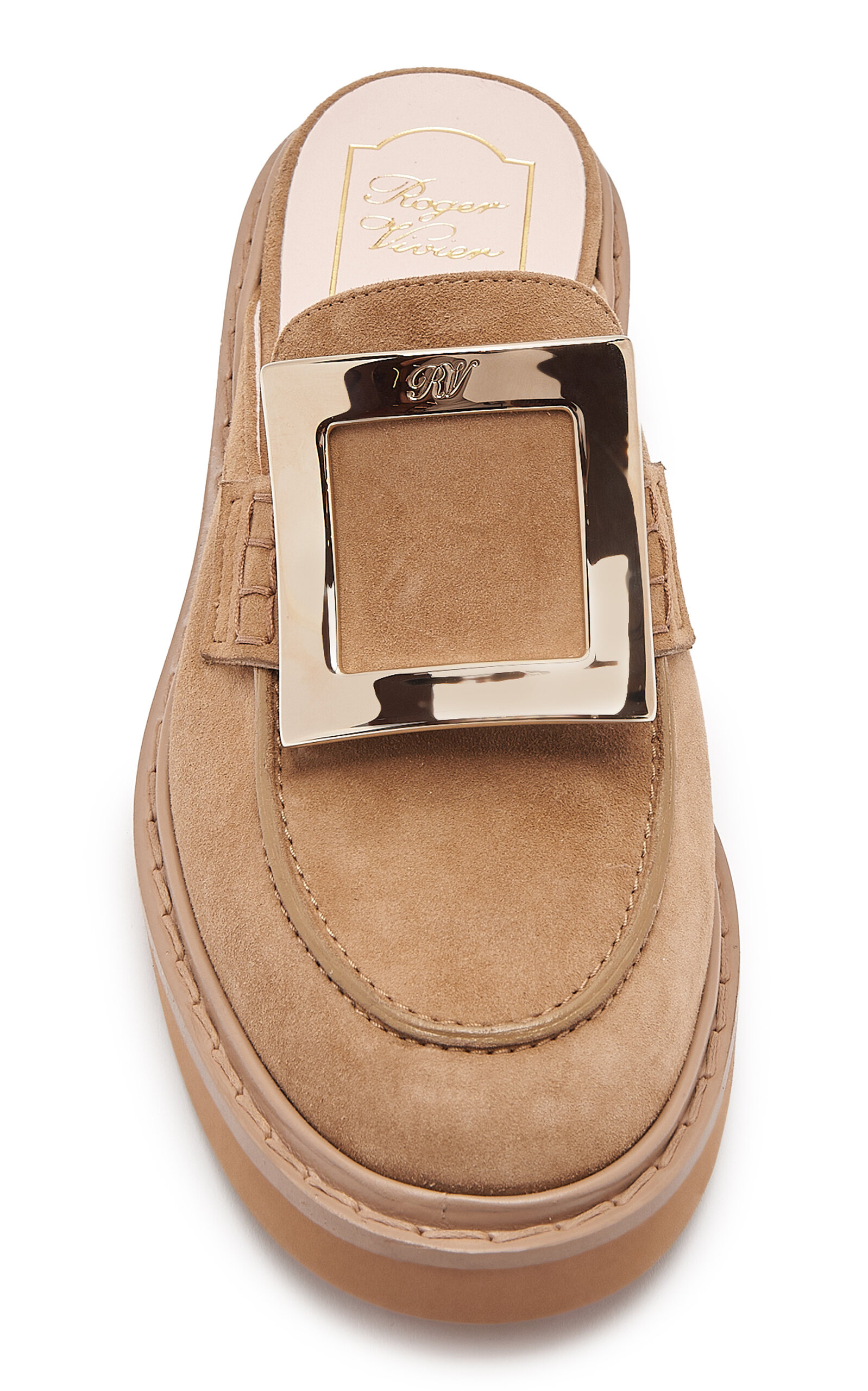 Viv Rangers Buckle-Detailed Suede Mule Loafers tan - 3