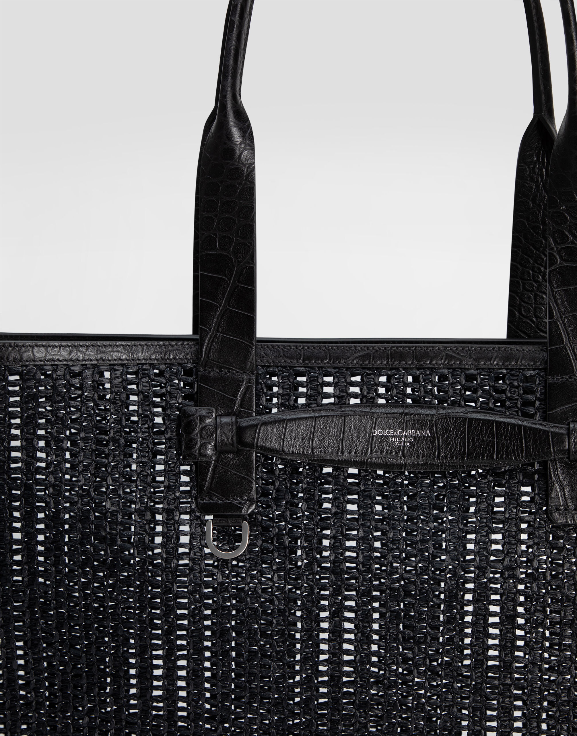 Woven mesh and calfskin shopper - 6