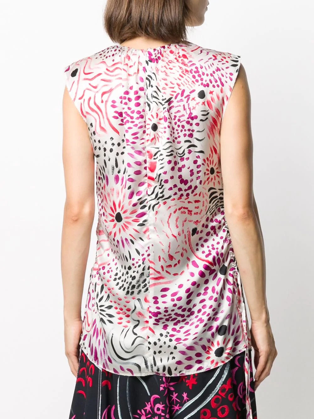 floral print sleeveless blouse - 4