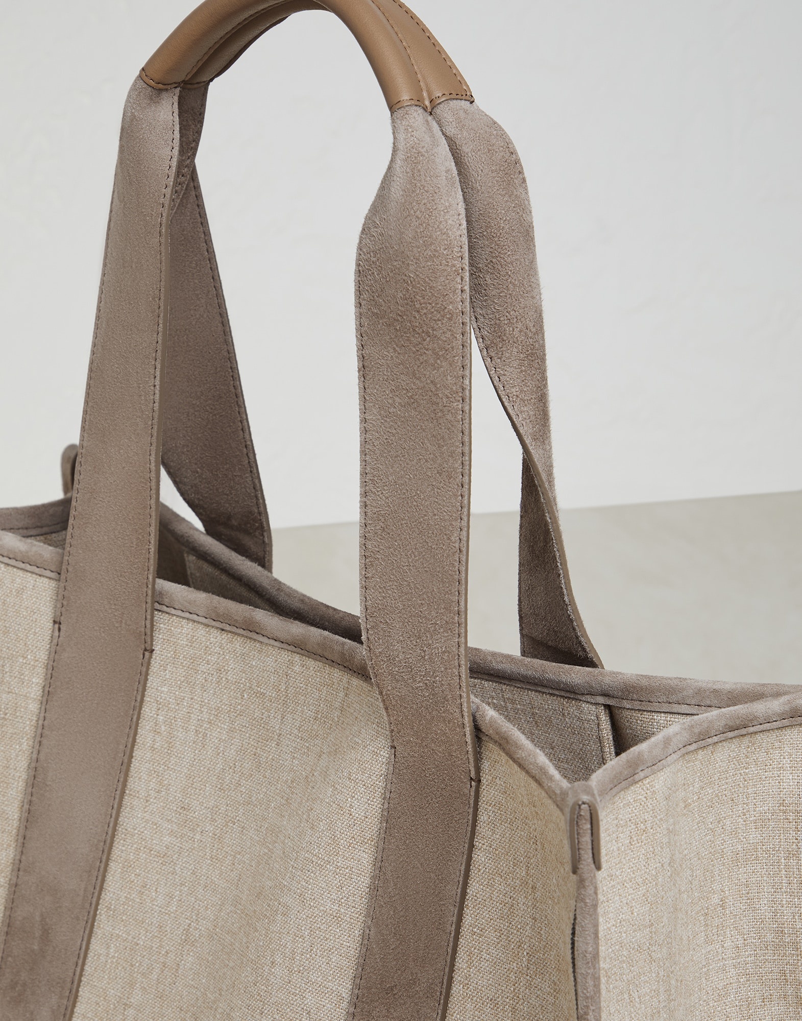Canvas shopper bag with striped handles and monili - 3