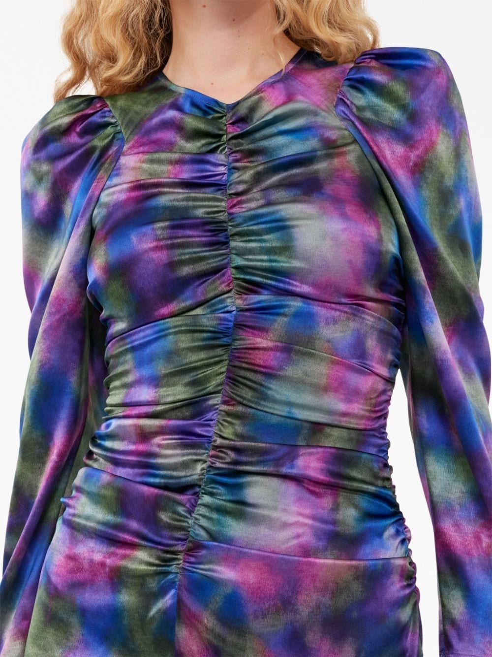 graphic-print gathered dress - 4