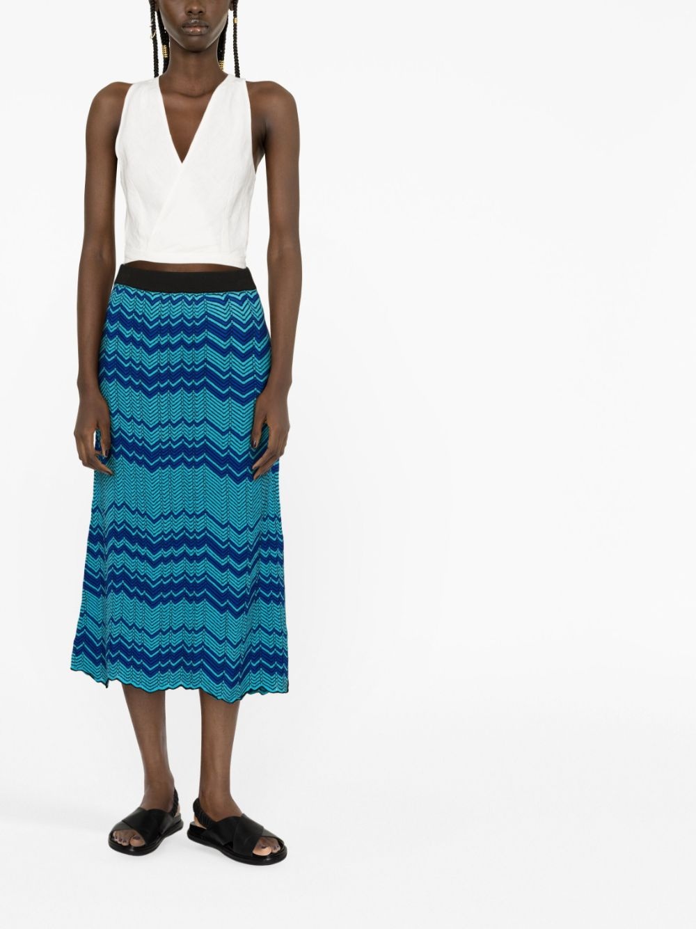 Palm zigzag pattern midi skirt - 2