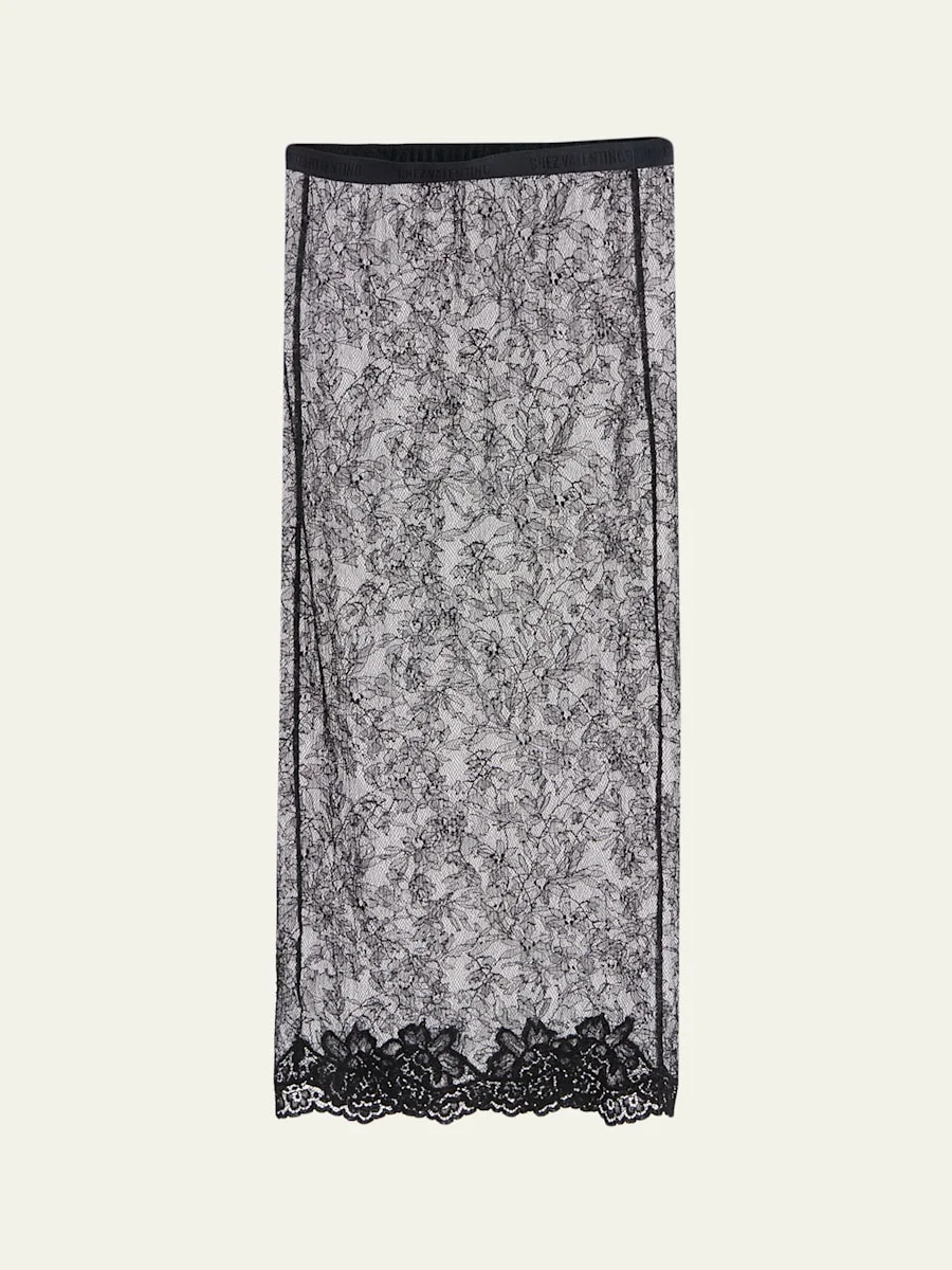 Lace Bodycon Midi-Skirt - 1