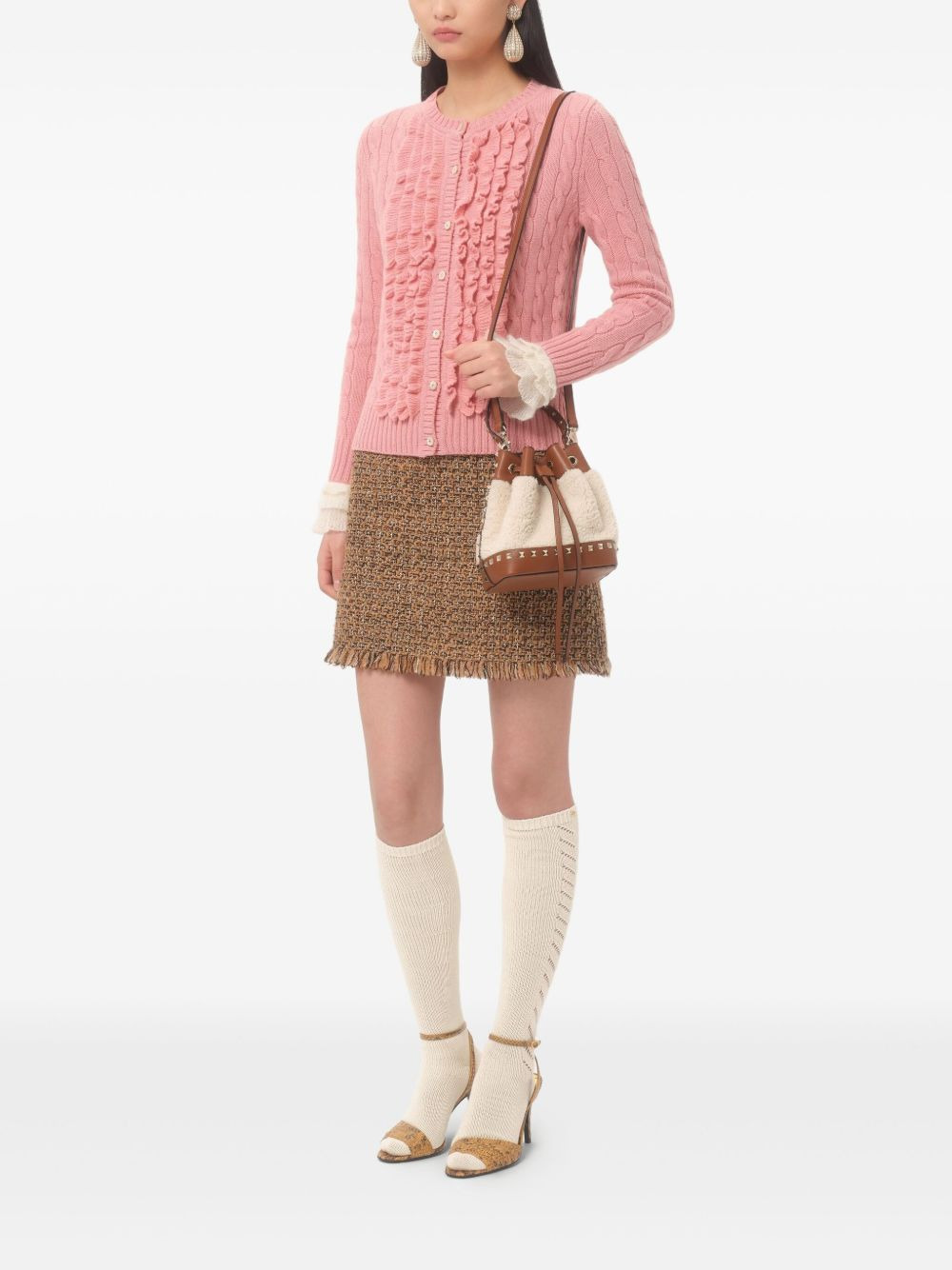 Rockstud shearling bucket bag - 2
