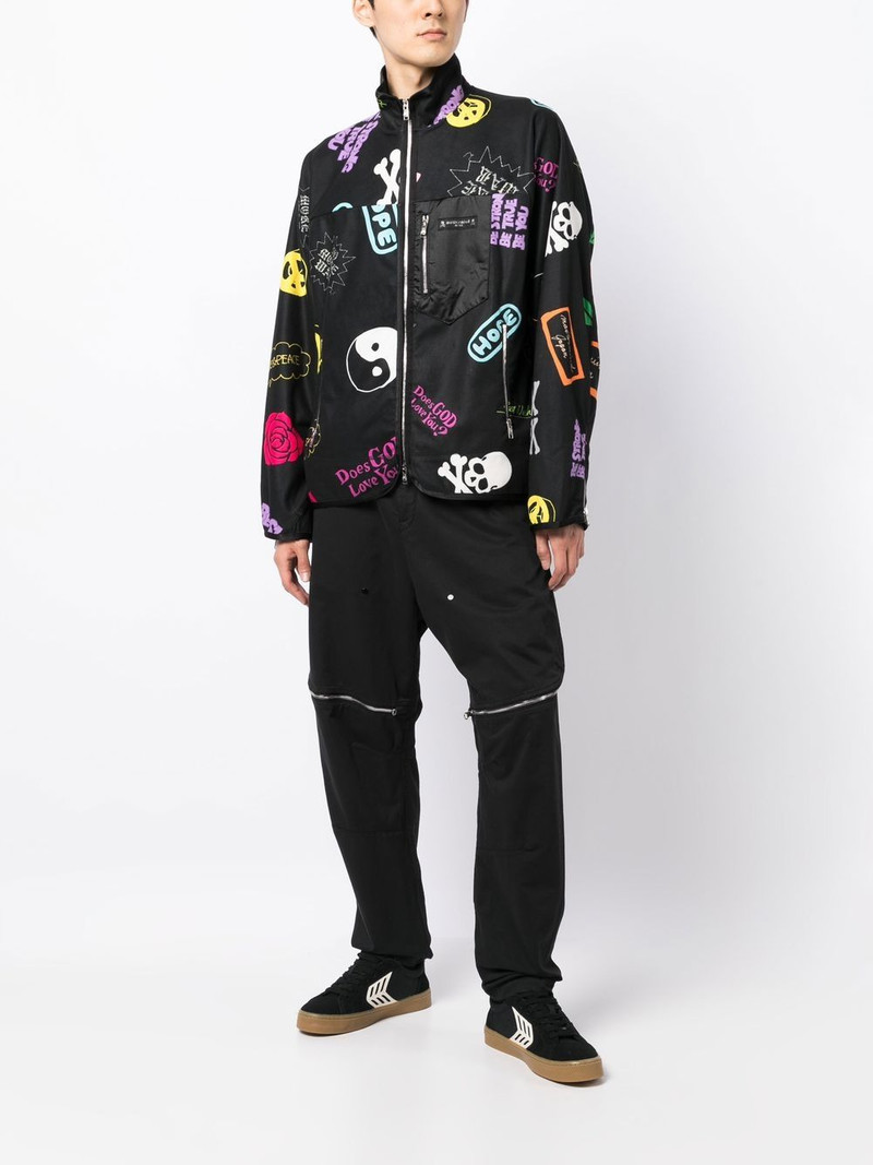mastermind JAPAN graphic-print zip-up bomber jacket outlook