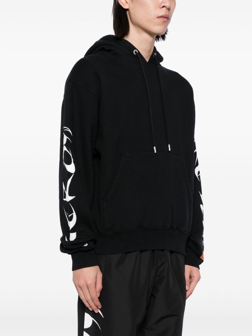 logo-print cotton hoodie - 3