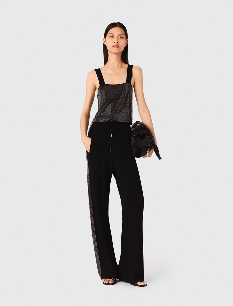 maje Strappy diamanté knit top outlook