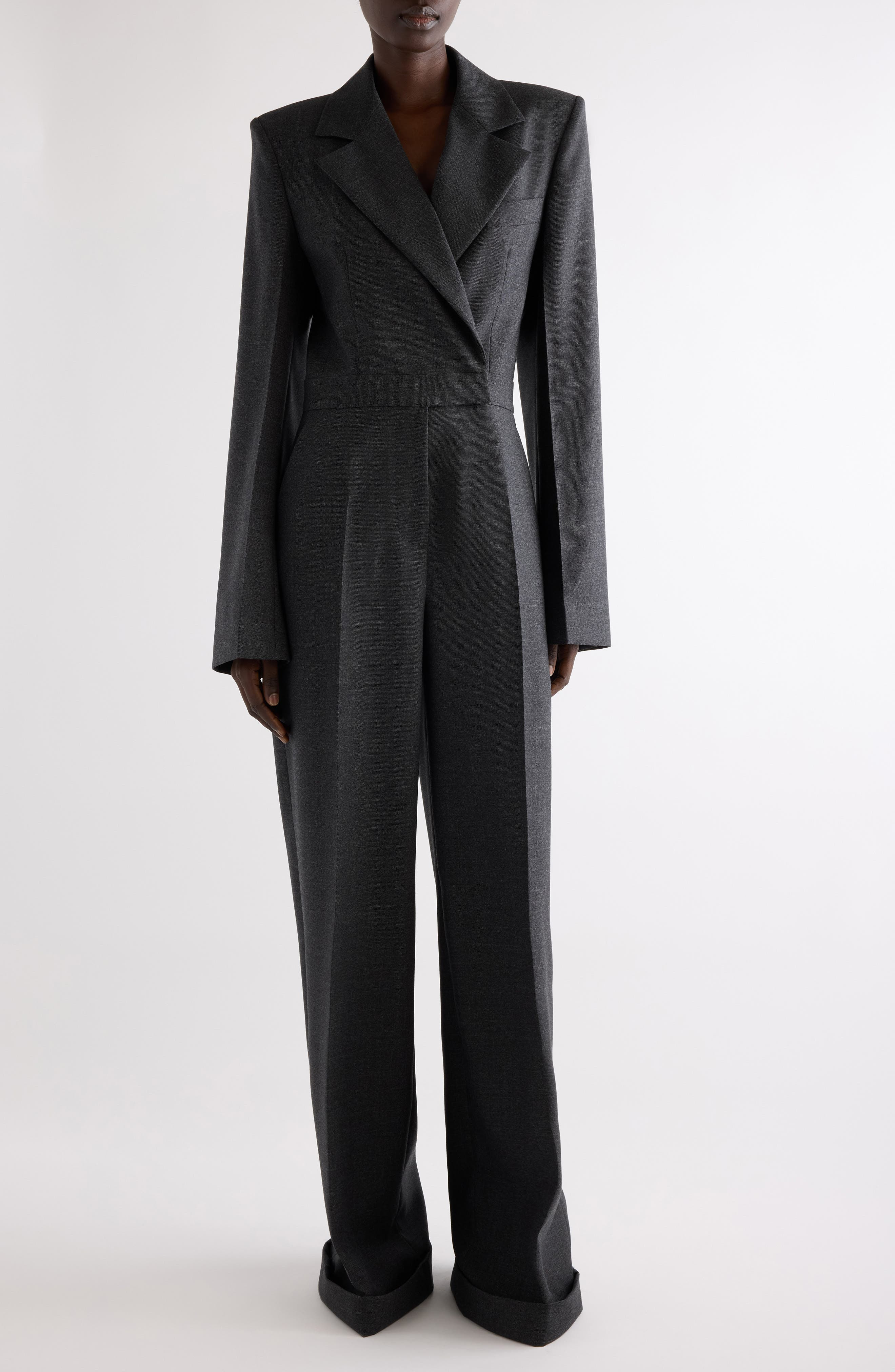 Givenchy Long Sleeve Silk Jumpsuit in Grey Mix at Nordstrom - 1