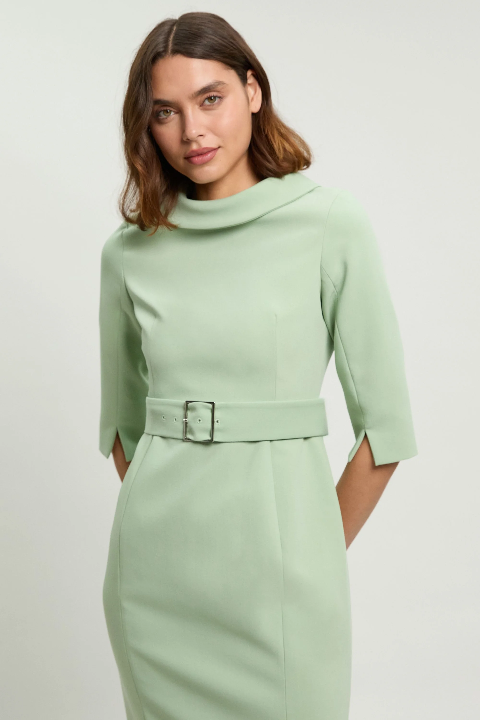 Petite Tailored Roll Neck Pencil Midi Dress - 1