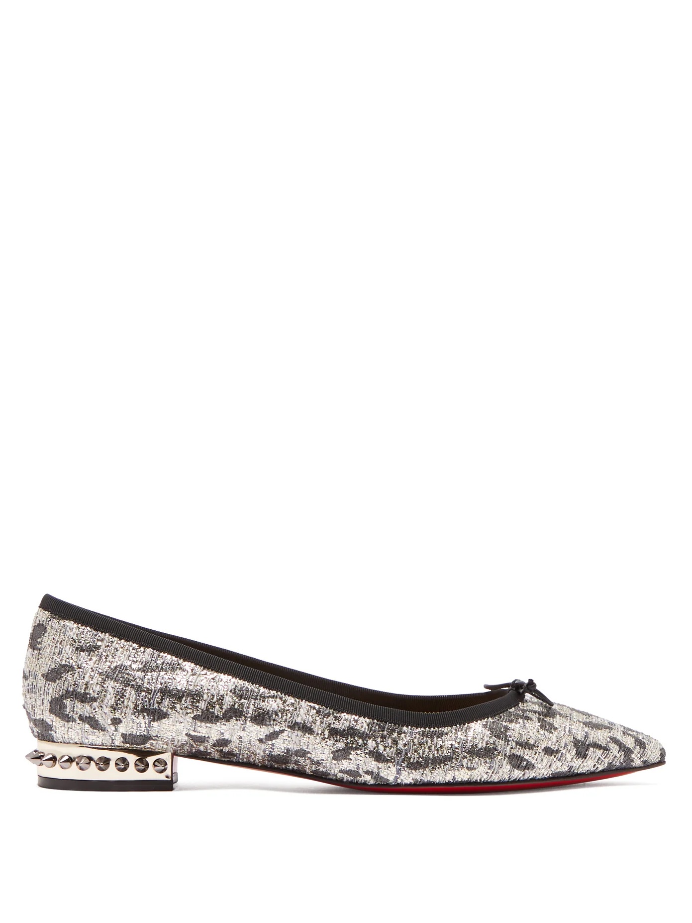 Hall spike-embellished Lurex-tweed ballet flats - 1