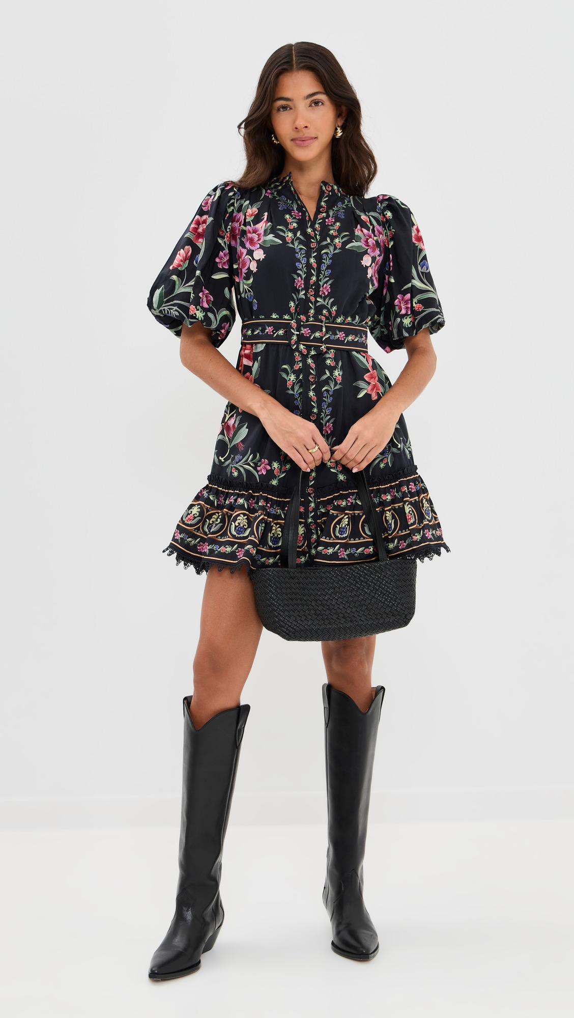 Belle Garden Black Mini Dress - 4