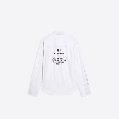 BALENCIAGA Men's Hi My Name Is Large Fit Shirt  in White outlook