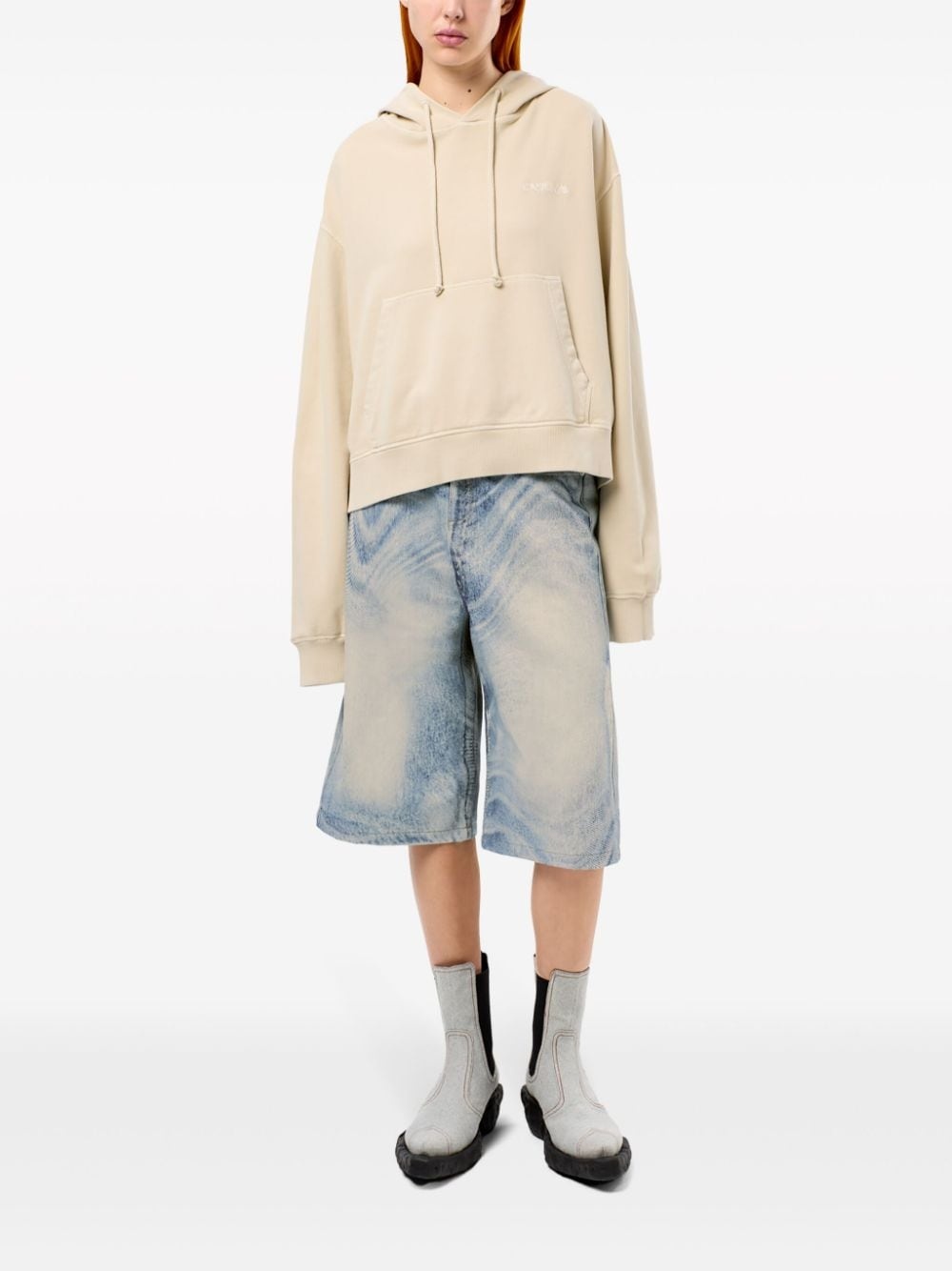logo-embroidered cotton hoodie - 2