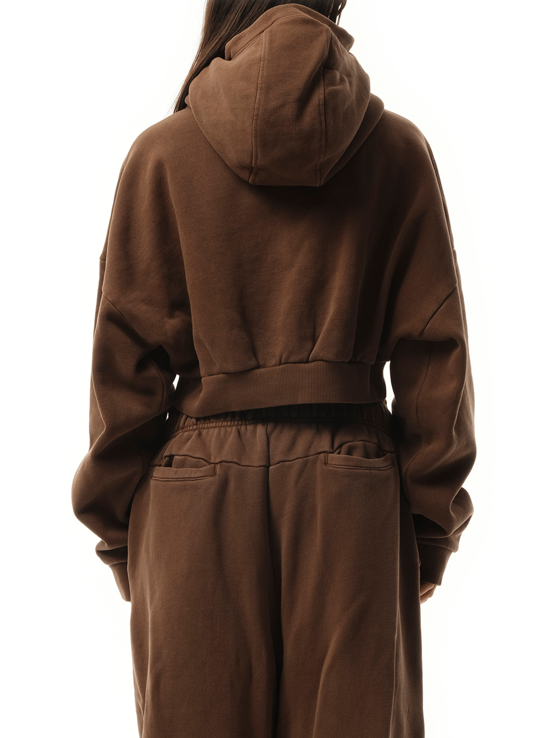 Cropped Full Zip Hoodie in Brunette - 6