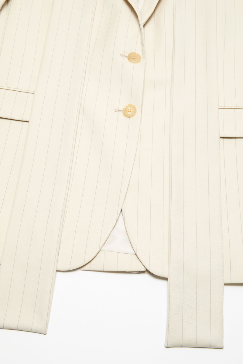 Pinstripe blazer with scarf - Cream beige 4